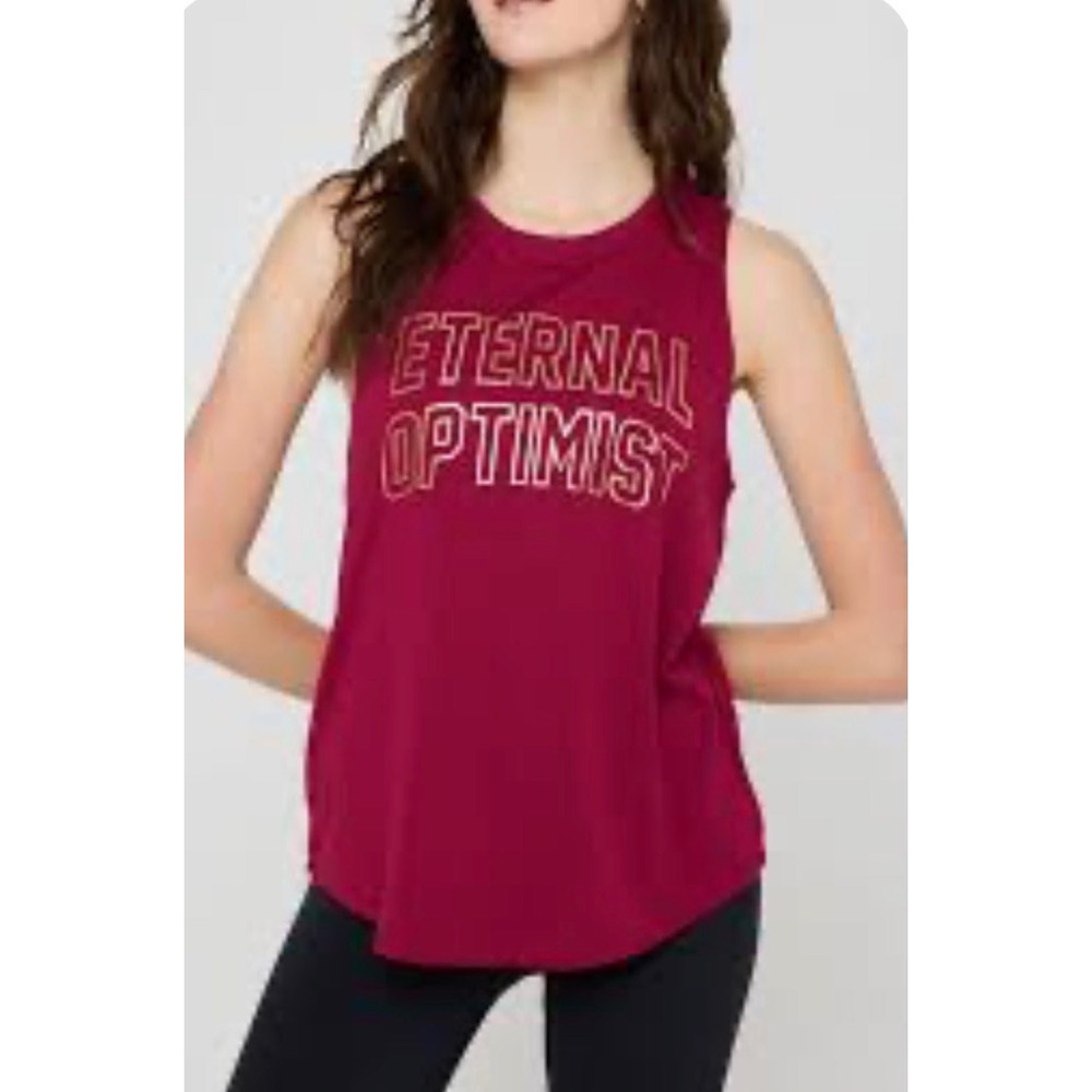 Spiritual Gangster NWT Eternal Optimist Tank - Berry Red with Gold Writing